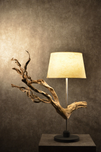 流木と和紙のランプ