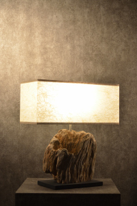 流木と和紙のランプ