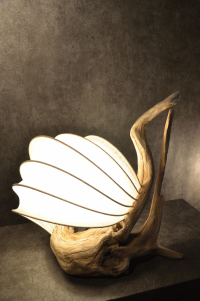 流木と和紙のランプ