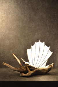 流木と和紙のランプ