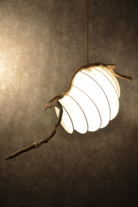 流木と和紙のシーリングランプ