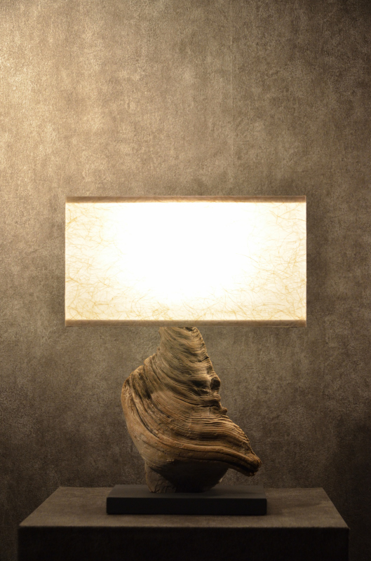 流木と和紙のランプ