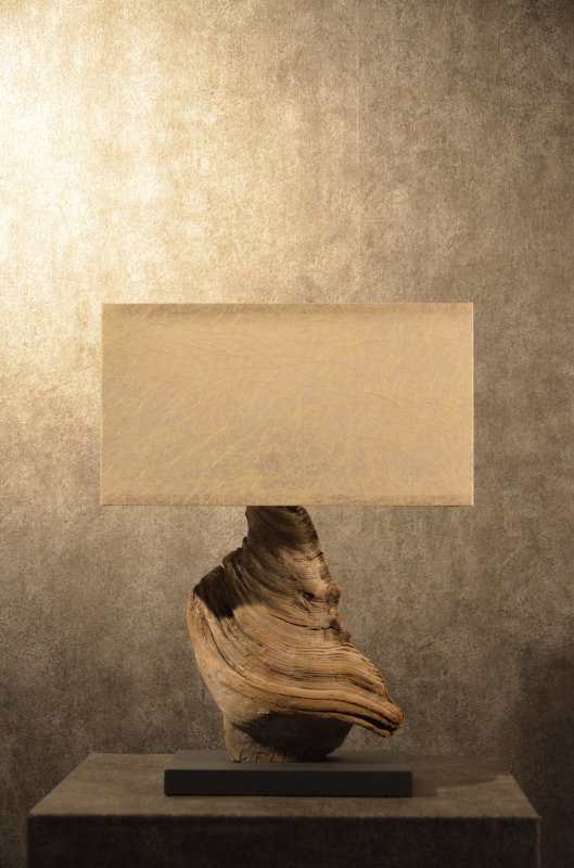 流木と和紙のランプ