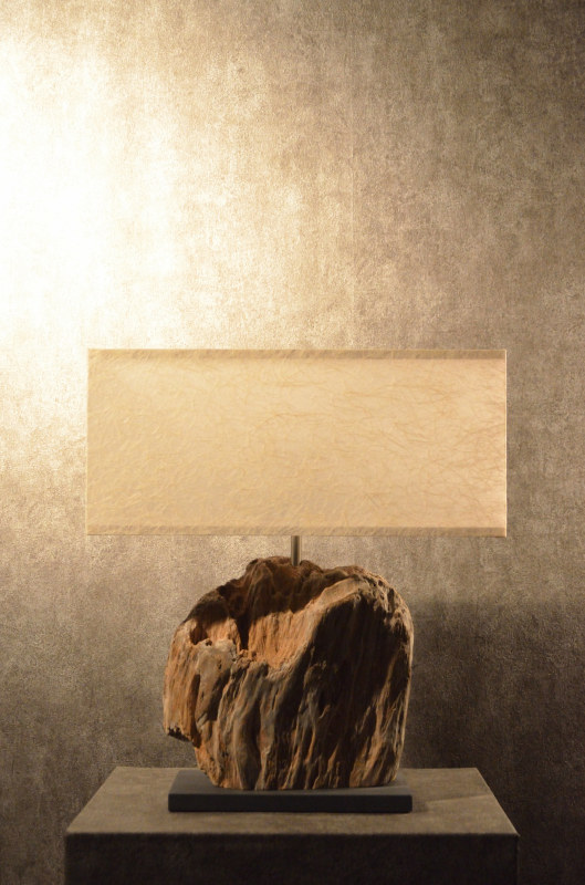 流木と和紙のランプ