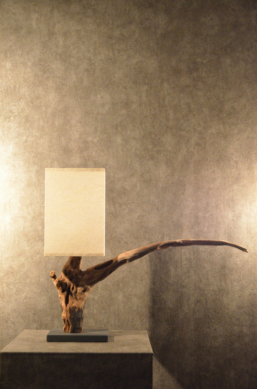 流木と和紙のランプ