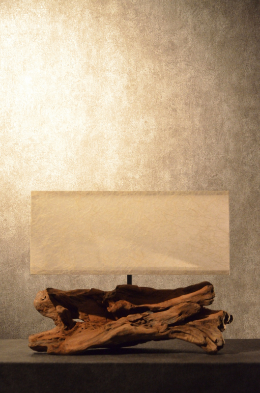 流木と和紙のランプ